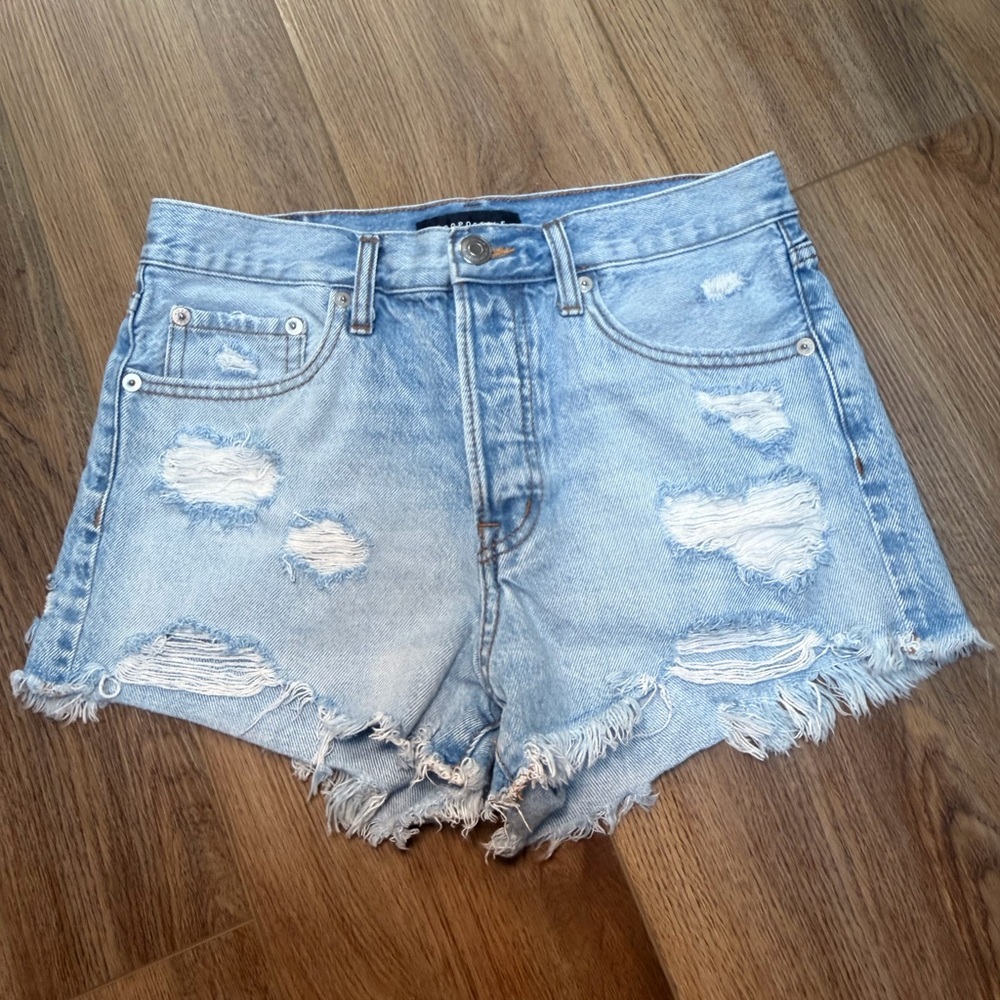 Aeropostale Slouchy Boyfriend Distressed Light Blue Denim Shorts Size 4 | Summer - Picture 2 of 10